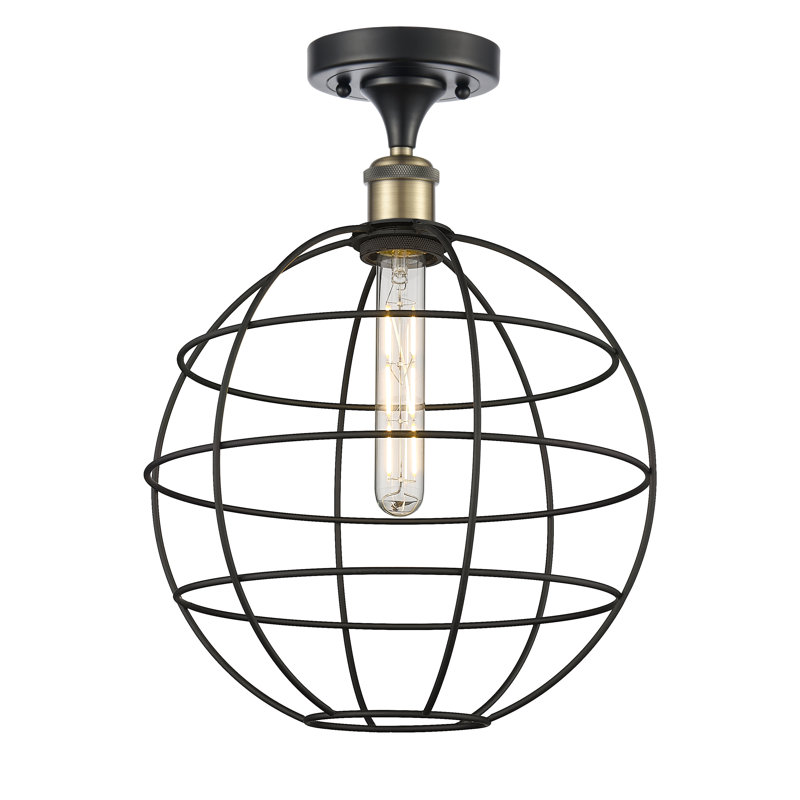 Ariyauna Semi Flush Mount, 16" H x 12" W x 12" D, Black Antique Brass
