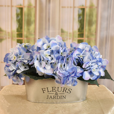 Faux Silk Hydrangea Arrangement in Planter