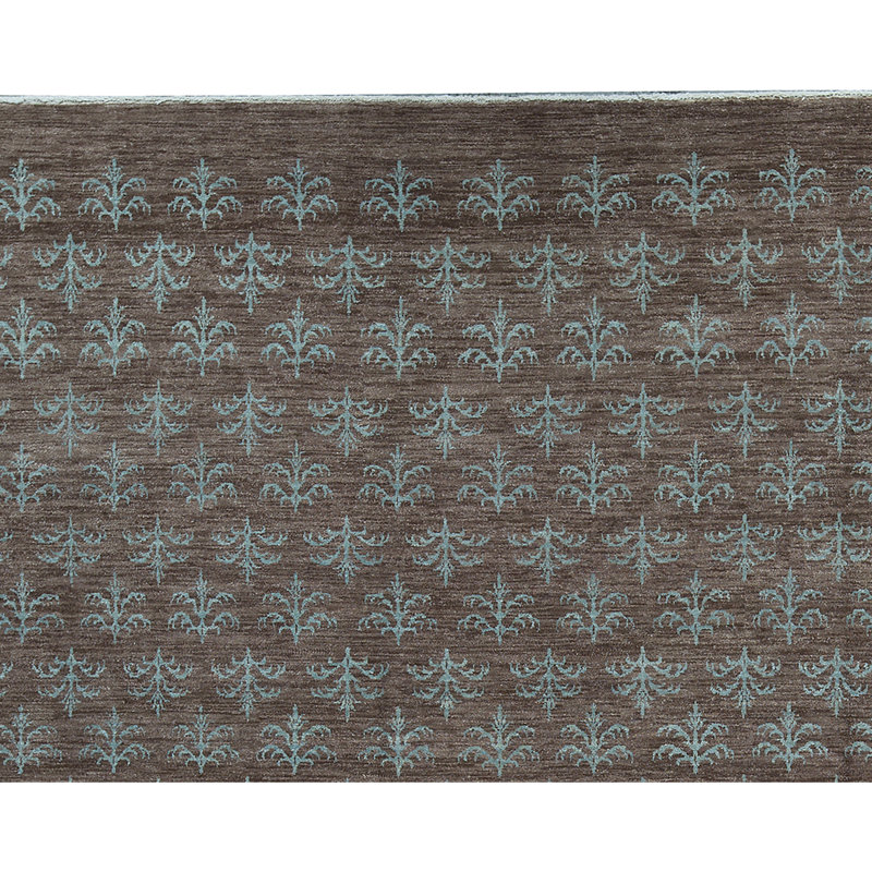 Tapis brun et vert de haute qualité noué à la main