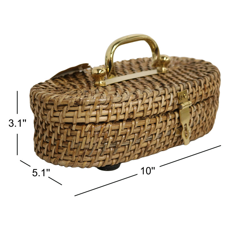 Boîte à couvercle ovale en osier 10 "Home & Manor
