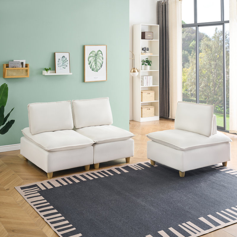 Canapé modulaire rembourré 3 places, Beige