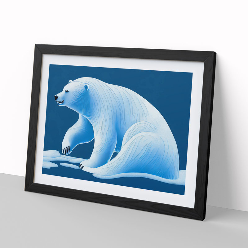 Fine Polar Bear - Single Picture Frame Painting, 25cm H x 34cm W x 2cm D, Black