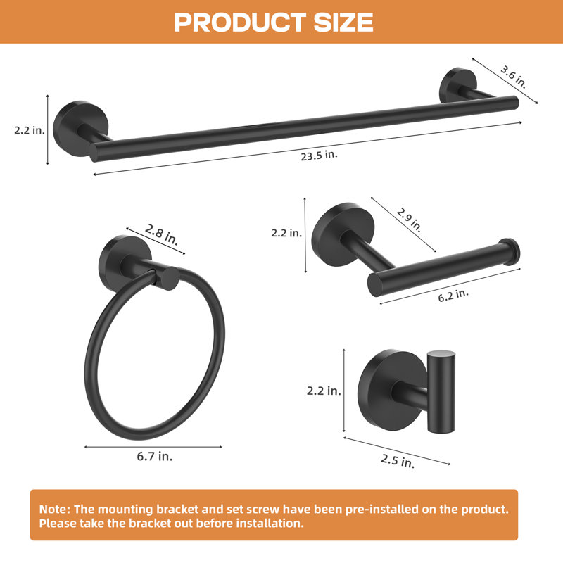 5-Piece Bath Hardware Set, Matte Black