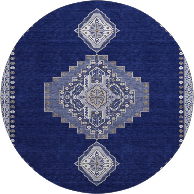 Premium Machine Washable Guada AMF1014 Oriental Rug, Round 8'