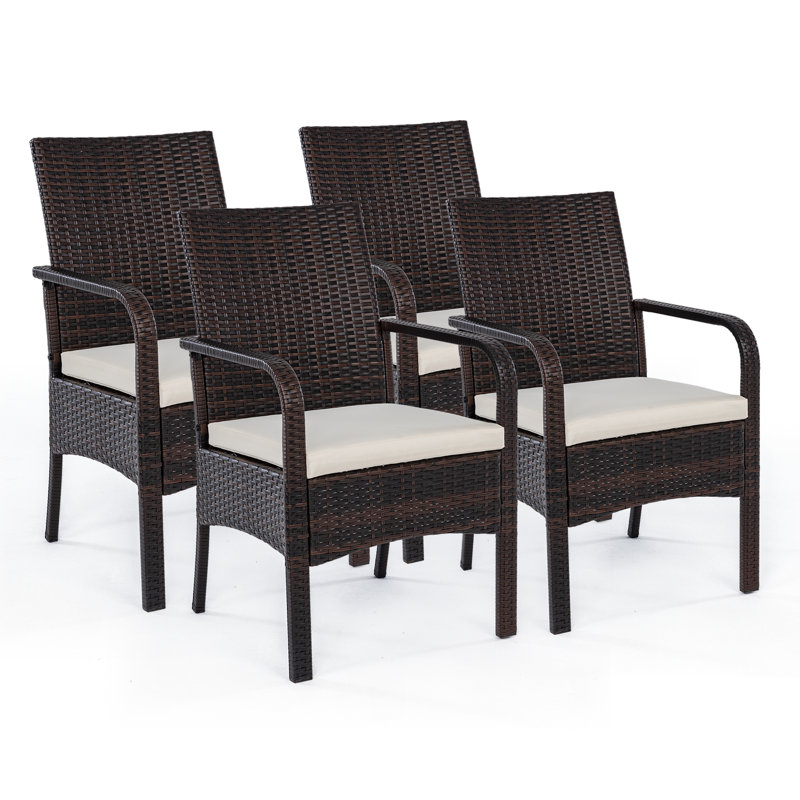 Fauteuil de salle à manger d'extérieur en osier avec coussin Lithe