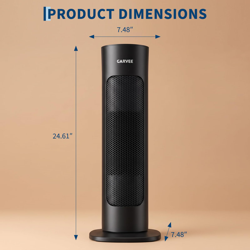 Chaufferette portative oscillante avec 4 modes de chauffage et commande à bouton | Oscillation de 60 degrés, protection contre la surchauffe et le basculement, corps ignifuge et poignée cachée