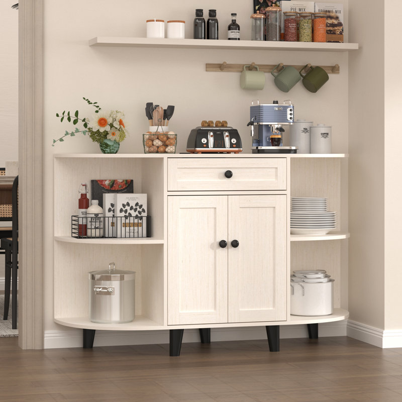 Buffet 51,9 "moderne avec armoire de rangement et tiroir, Blanc