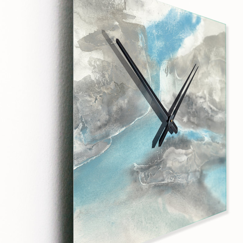 Horloge murale Mid-Century Watercolor Blue Tones II, Très grand