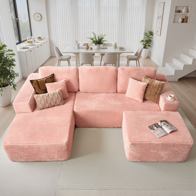 Walsh Boneless Modular L-shaped Sectional Sofa With Ottoman, No-assembly Cloud Couch, Boneless Design For Modern Living
