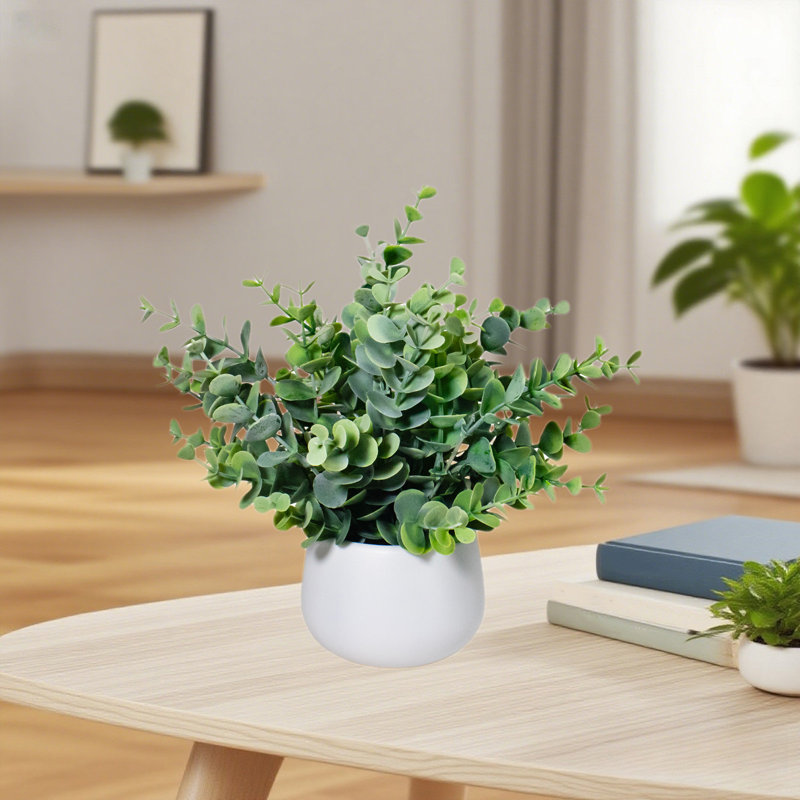 Faux plantes d'intérieur petites plantes d'eucalyptus artificielles blanches Pots de fleurs convenant à la chambre à coucher