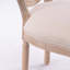 Chaise de salle à manger style français avec structure en bois massif et dossier ovale en lin, ensemble de 2