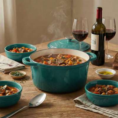 Overmont Enameled Cast Iron Dutch Oven With Lid & Accessories – Cookware For Baking, Roasting & Stews