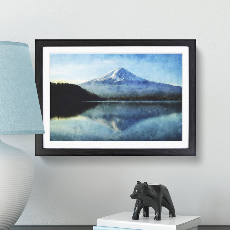 Mount Fuji in Japan - Picture Frame Painting Print, 45cm H x 63cm W x 2cm D, Black Framed