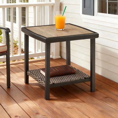 Patio Square 19.5"Lx 19.5"W Wicker Side Table by Peak Home Furnishings