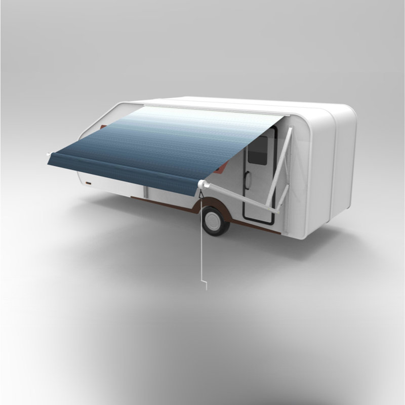 Motorized Retractable RV Awning, 4" H x 120" W x 96" D, Blue