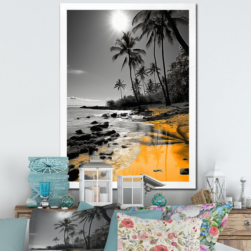Hawaii Tropical Haven I - Nautical & Beach Canvas Wall Art, H 32 po x l 24 po x P 1 po, Cadre photo blanc