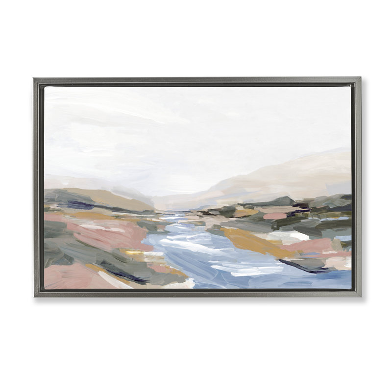 Cadre flottant Vibrant Landscape, par Hannah Dawson, H 17 po x l 25 po, Cadre flottant gris lustré