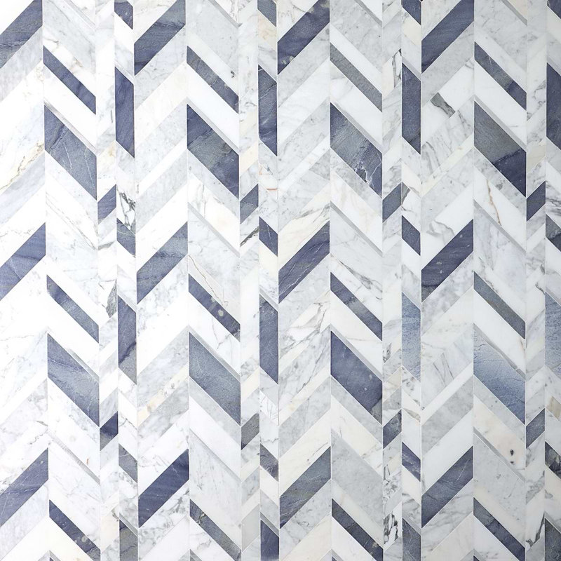 Amari Polished Marble And Aluminum Mosaic, Azur