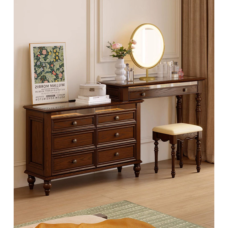 Coiffeuse et commode en bois massif American-Style Vintage