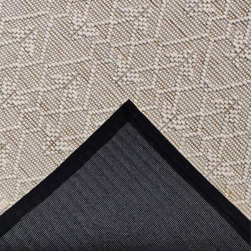 Tapis géométrique beige tissé à la main, Rectangle 8 pi x 10 pi