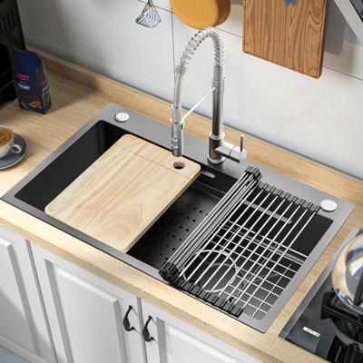 30'' Drop In Stainless Steel Laundry Sink Workstation