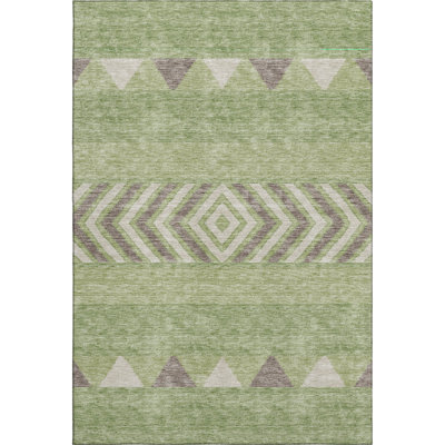 Premium Machine Washable Prisco Green Rug