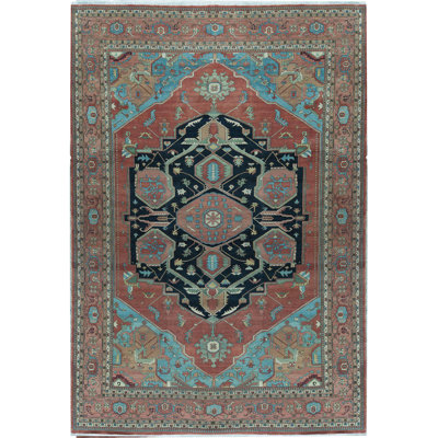 Tapis rouge et rose noué à la main de haute qualité