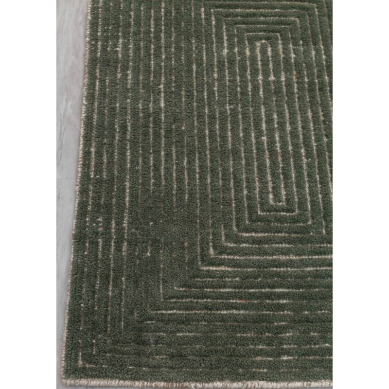 Contemporary, Stuart Street Collection Hand Knotted Wool Area Rug in Green