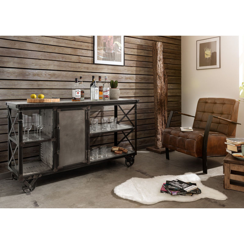 Heavy Industry Solid Wood Kitchen Cart, Grey