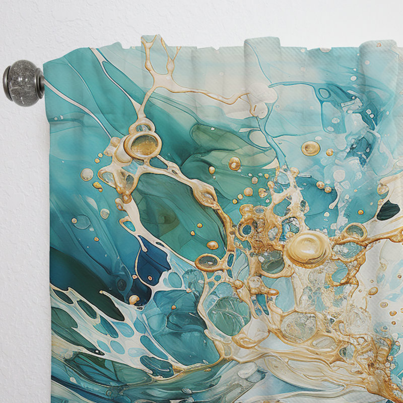 Aveiro Aqua Dream Rush Flow II - Abstract Collages Curtain - Velvet Room Darkening - 1 panel, 52" W x 120" L