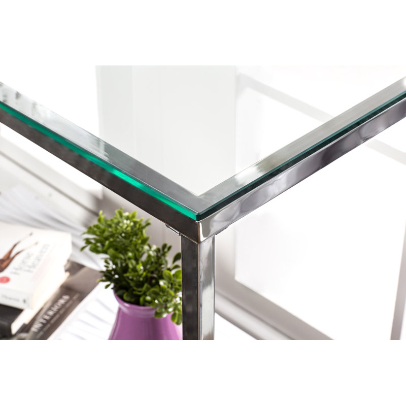 Saniyah 121.92cm Glass Top Console Table, White