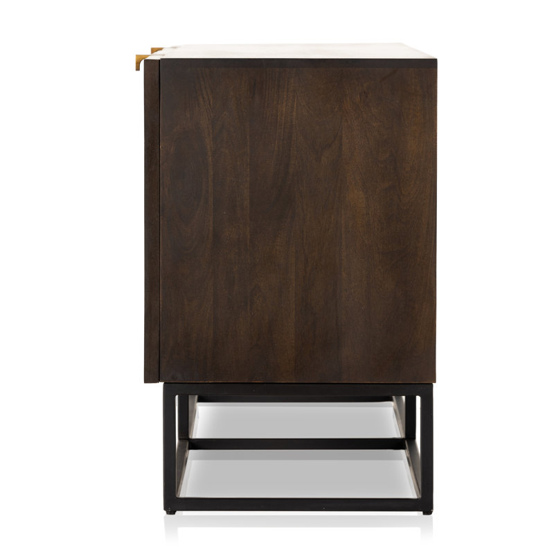 Kelby Media Console, Carved Vintage Brown