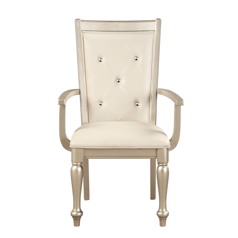Fauteuils avec accoudoirs avec dossier argenté et cristal, salle à manger distinctive pour 2