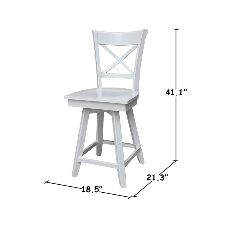 Tabouret de bar pivotant Deonda, Blanc, Tabouret de comptoir (siège d'une hauteur de 24 p
