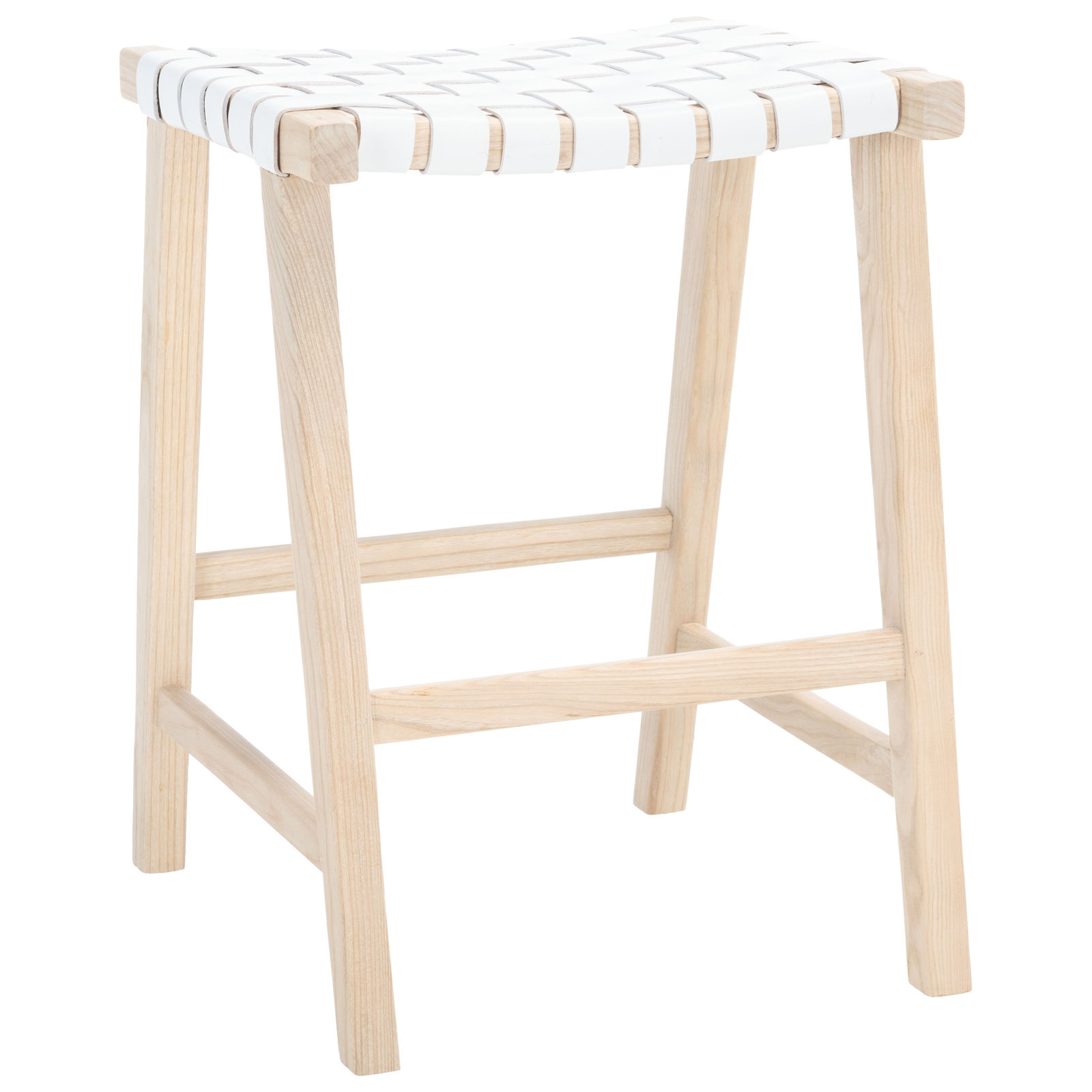 Alston Bar and Counter Stool, Counter Stool (26.77” Seat Height), Light Natural, White