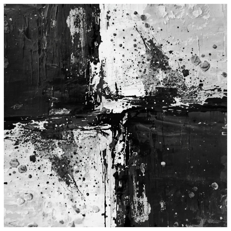 Tapisserie murale noire et blanche abstraite, H 68 po x l 80 po avec 4 œillets