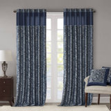 Aubrey Jacquard Navy Curtain Panel Pair 50x84"