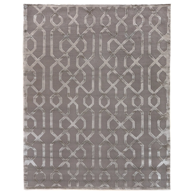 Metro-Velvet Geometric Area Rug in Taupe, Rectangle 12' x 15'