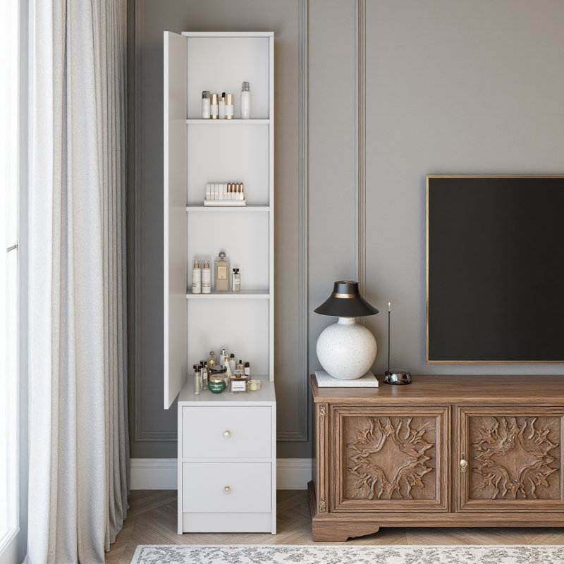 Simple Stylish Dressing Mirror Cabinet, Full Body Mirror Cabinet, Extra Large Mirror, Multi Layer High Capacity Storage, Use Alone Or In Conjunction With Vanity