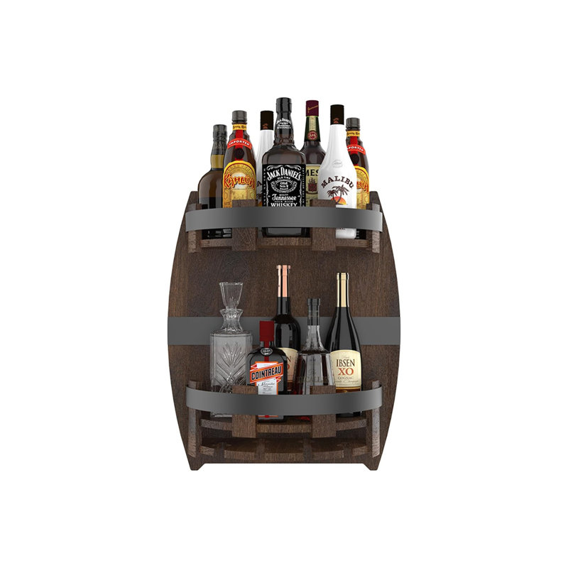Solid Wood Wall Mounted Wine Bottle Rack Brown