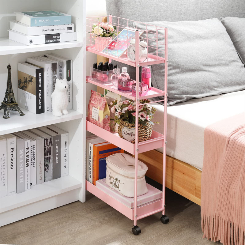35.18'' H x 16.7'' W Utility Cart, Pink