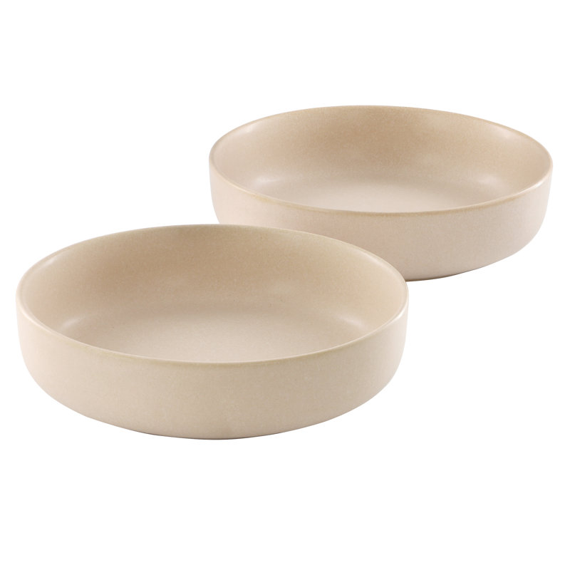 Soho Lounge 2 Piece 8 Inch Stoneware Dinner Bowl Set in Beige