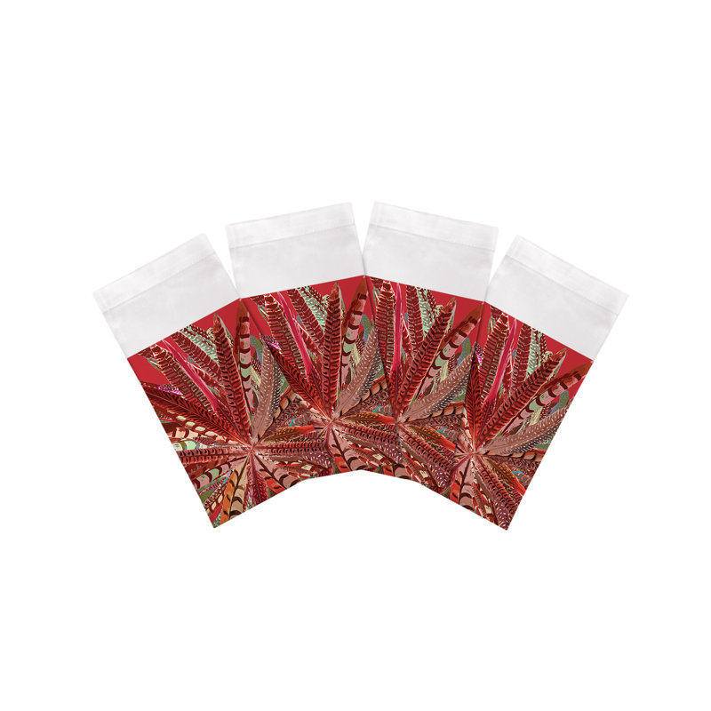 Pheasant Feathers Cotton Sateen Dinner Napkins, Red