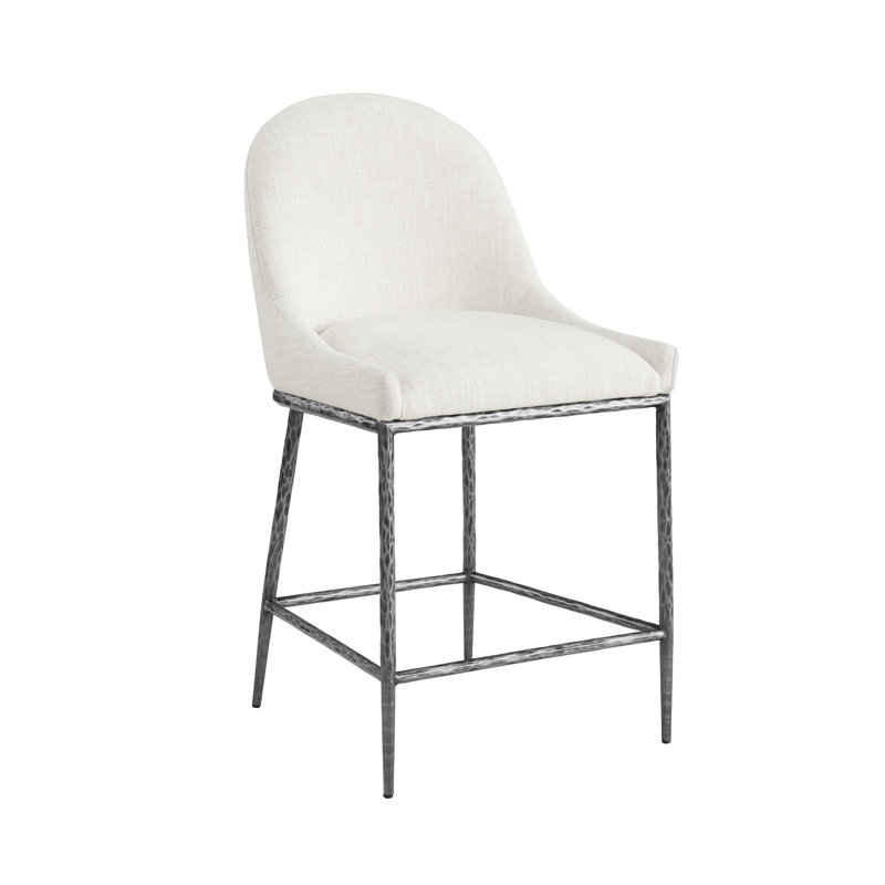 Chaise incurvée à hauteur de comptoir en acier forgé martelé à hauteur de comptoir Lalia, Gris mat