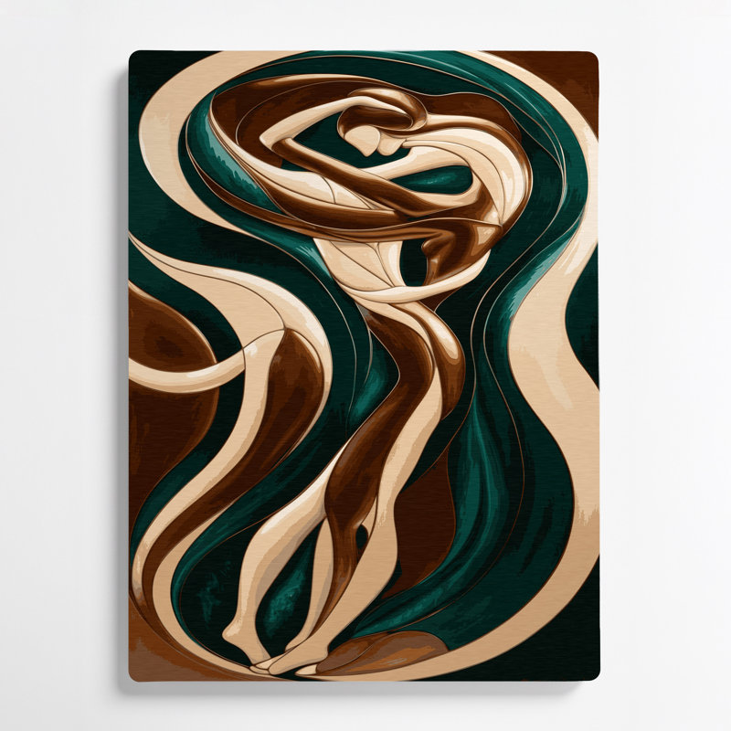 Abstrait art figuratif 46 métal vert, H 12 po x l 18 po