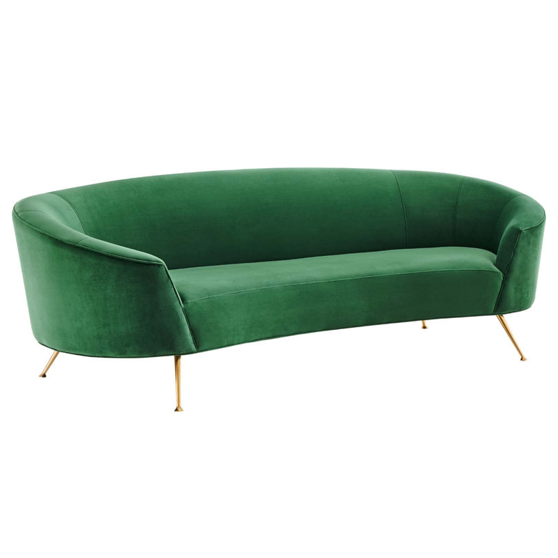 Modway Marchesa Upholstered Performance Velvet Sofa, Green Velvet