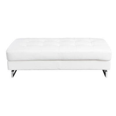 Cuir blanc surdimensionné avec pieds et bois massifs, rembourré de mousse, profondeur de 63 po, largeur de 32 po, hauteur de 19 po, poids de 68 lb, motif blanc, 32 po, 19 lb