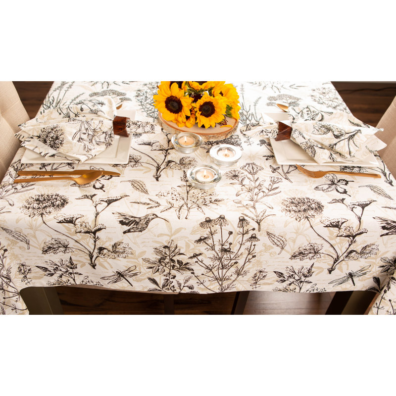 Georgina Floral 100% Cotton Tablecloth, 84" L x 60" W