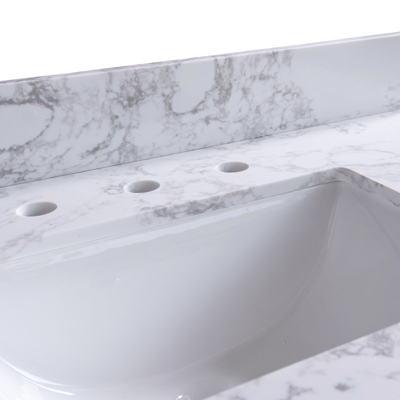 Plateau de meuble-lavabo simple 43 po en blanc avec lavabo