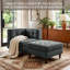 Chaise longue rembourrée capitonnée en velours côtelé avec dossier rembourré et plateau de rangement amovible-470715050